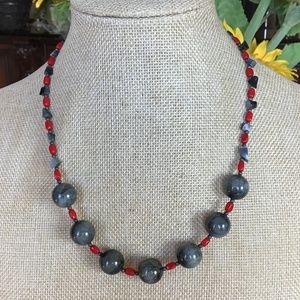 Vintage genuine stone sterling silver necklace